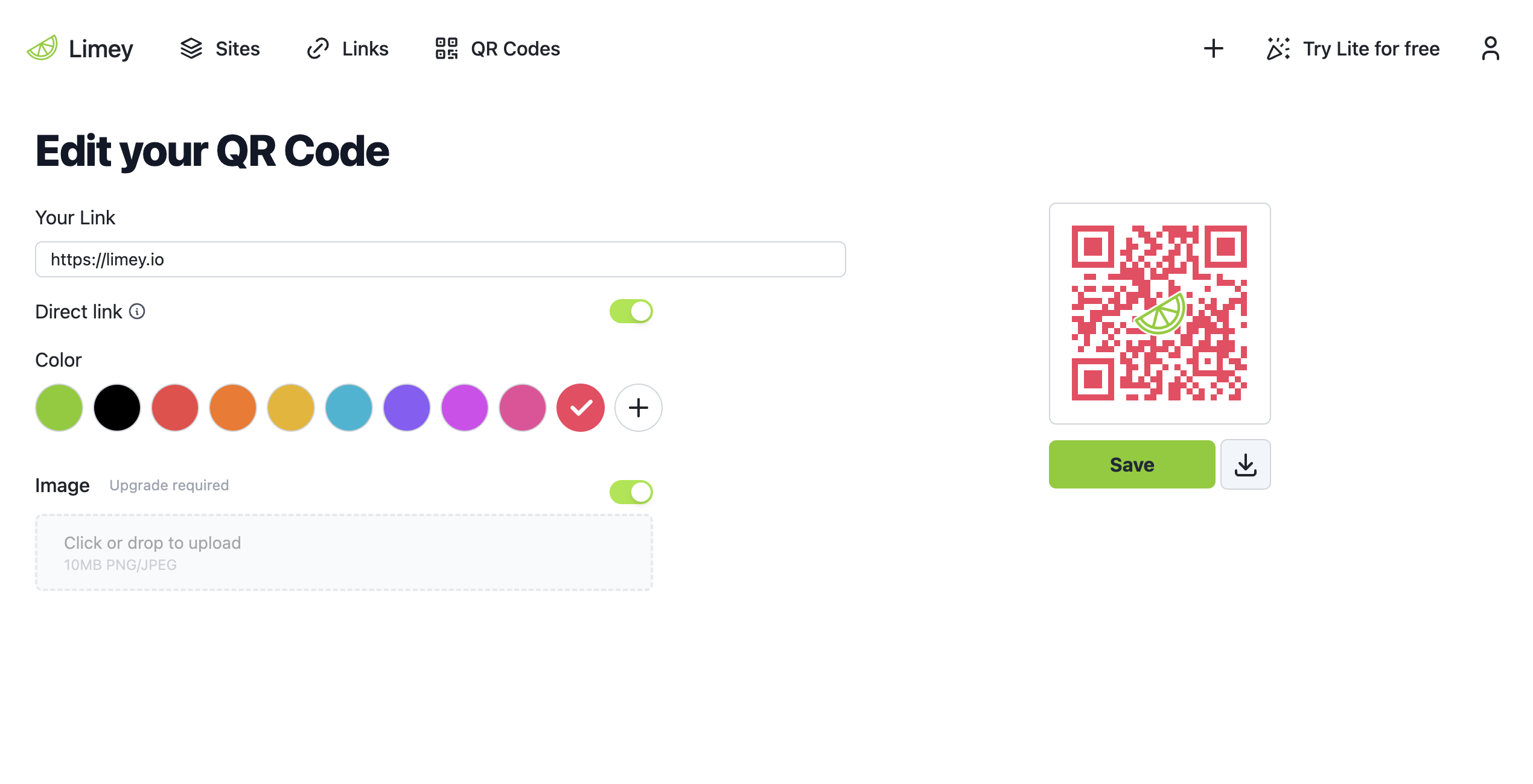 Limey QR Code Generator